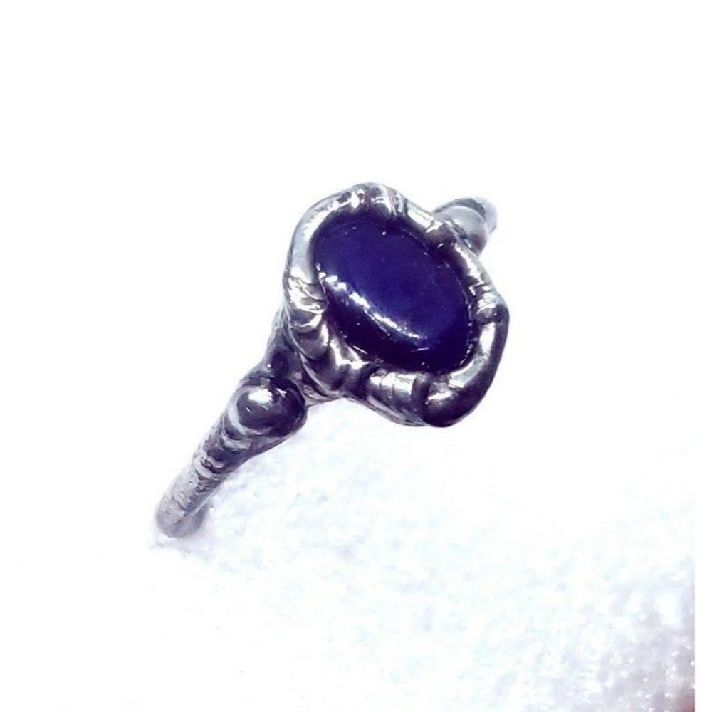 Labradorite crystal ring handmade gothic metalwork jewelry size 9